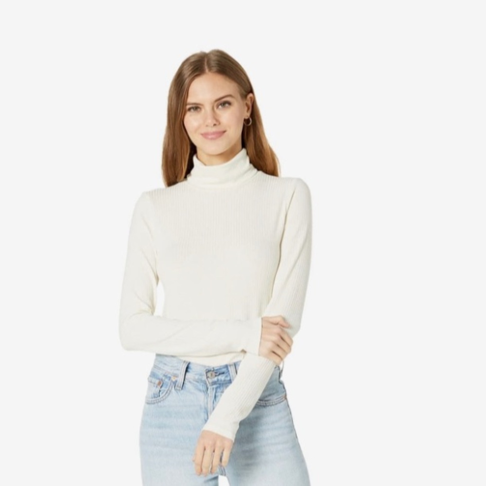 MADEWELL medium ribbed turtle neck cream